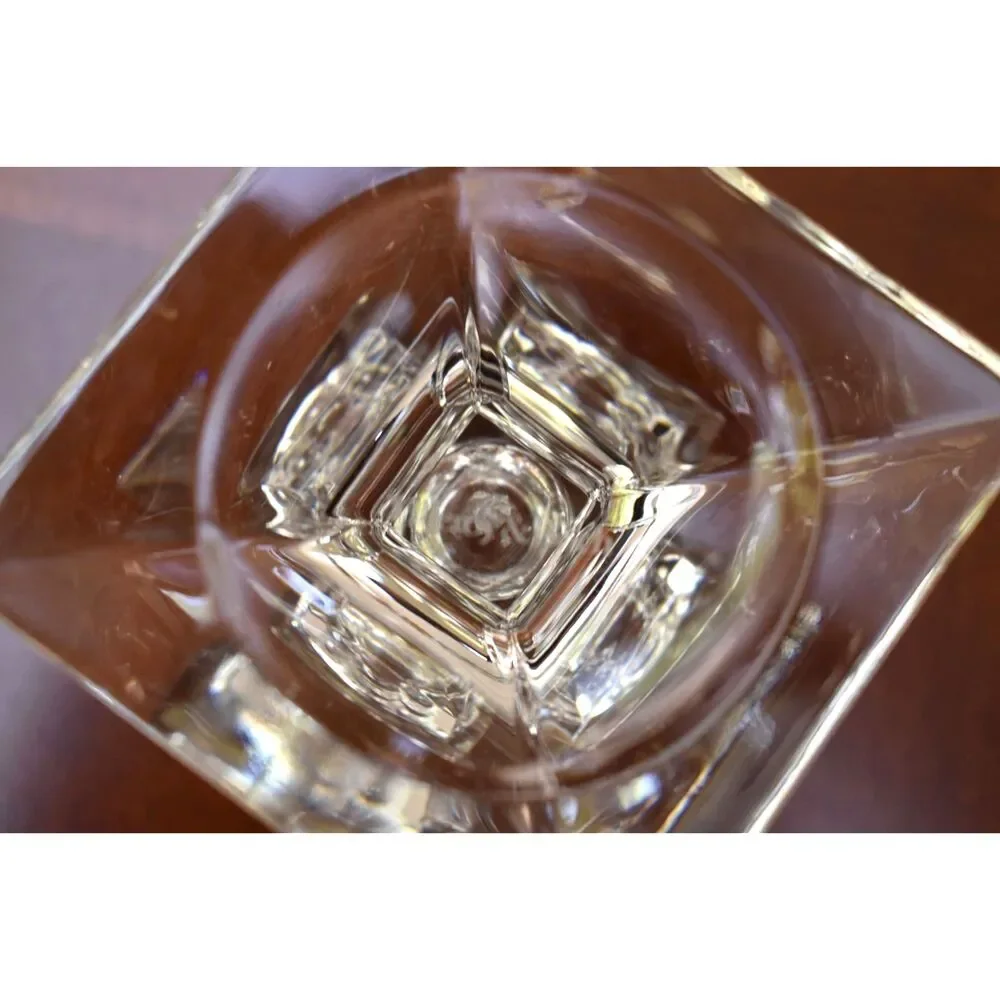 Villeroy & Boch Signed Lead Crystal Art Glass Square Candle Holders - 2.75″ Tall